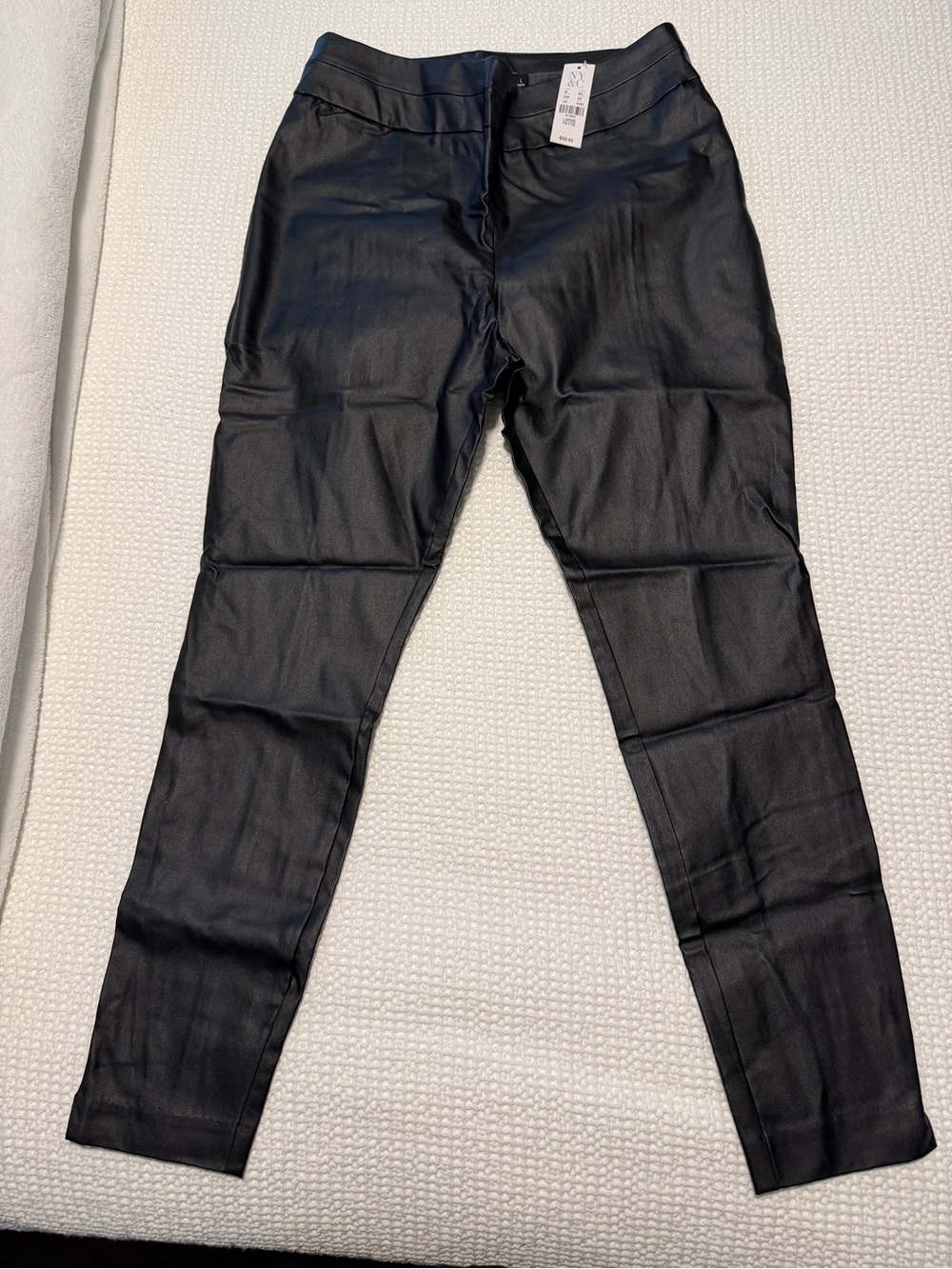 New York & Company Black Faux-Leather Straight Leg Pants